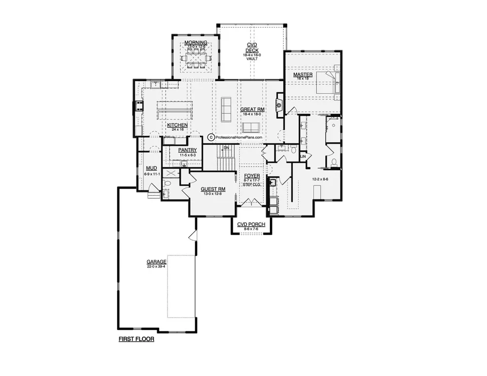 The Siena (Parade Version) main level floor plan